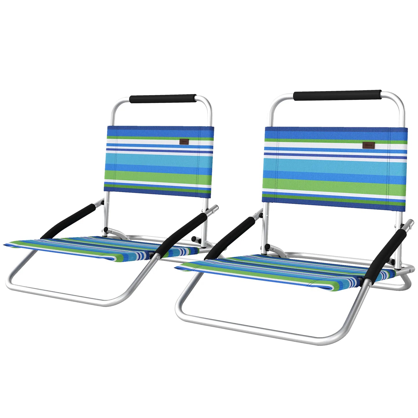 Folding Outdoor Recliner Lounge Chair Set, 2 Pack, Hidden Pocket Lounger Chairs Blue, Green, White, Grey at Gallery Canada