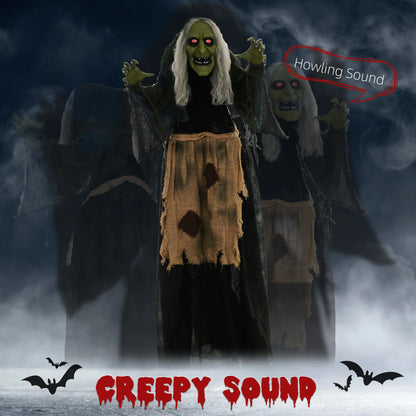 Animatronic de sorcière d'Halloween avec activation sonore