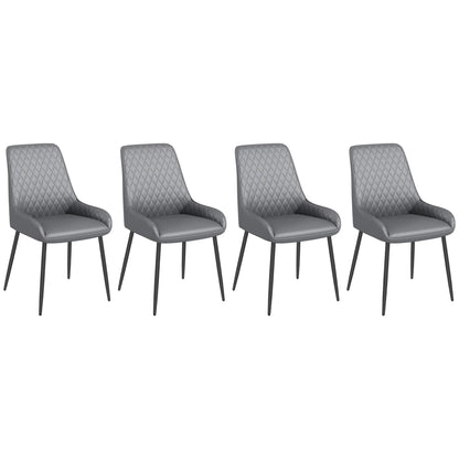 Modern Dining Chairs Set of 4, PU Leather, Metal Legs, Grey Bar Stools at Gallery Canada