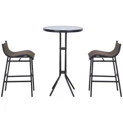 Patio Bar Set, 2 Bar Stools & Glass Table, Tan Bistro Sets at Gallery Canada