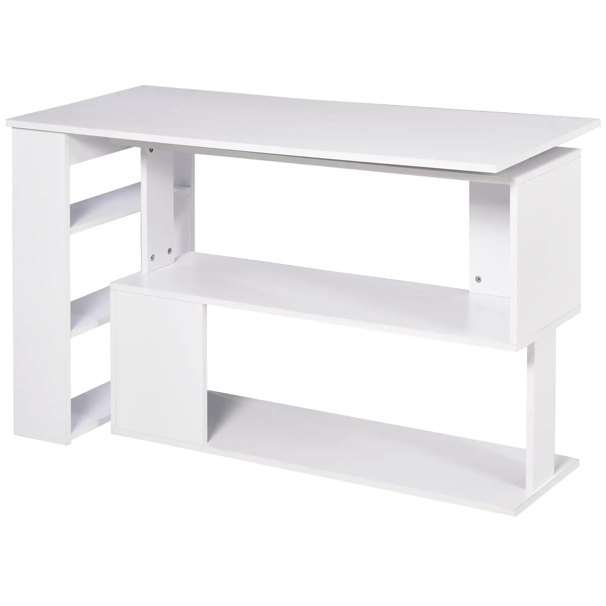 47" L Shaped Desk, Rotating Corner Desk, Reversible Workstation, White Writing Desks at Gallery Canada