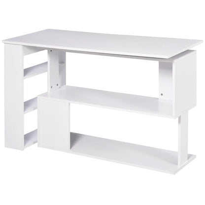 47" L Shaped Desk, Rotating Corner Desk, Reversible Workstation, White Writing Desks at Gallery Canada