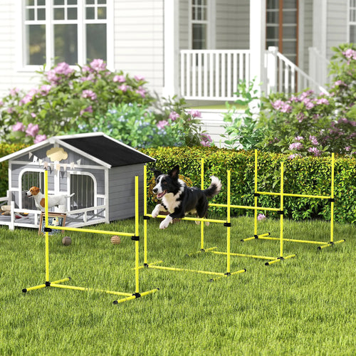 Set of 4 Dog Agility Training Jump Bars, Adjustable, Yellow