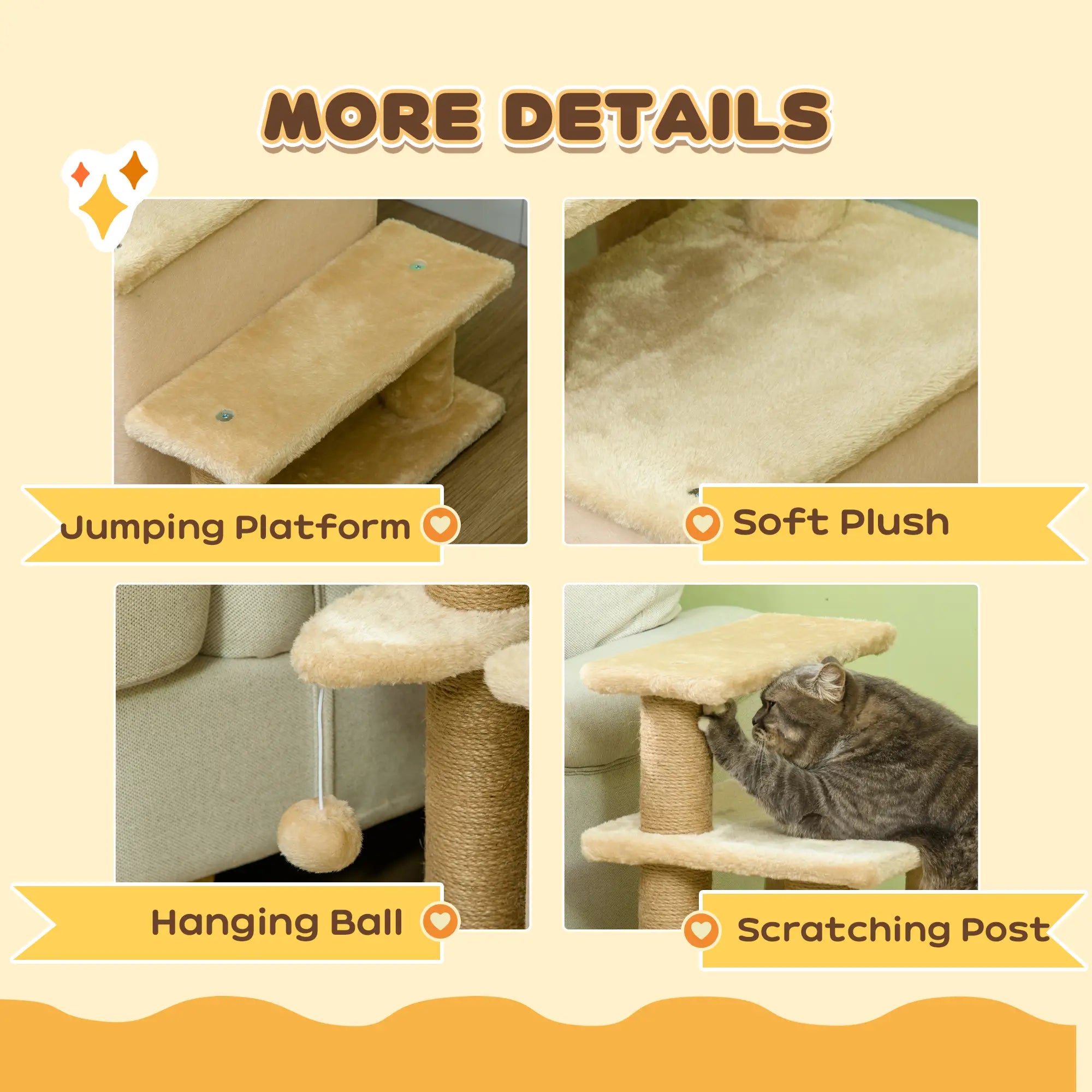 Cat Stairs with Scratching Posts, 23.6