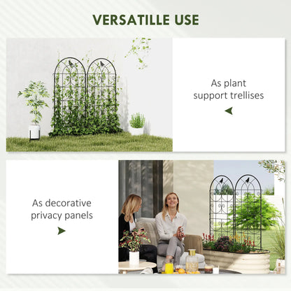 Metal Garden Trellis Set, Bird Design, 19.7" W x 47.2" H, Black Plant Stands at Gallery Canada