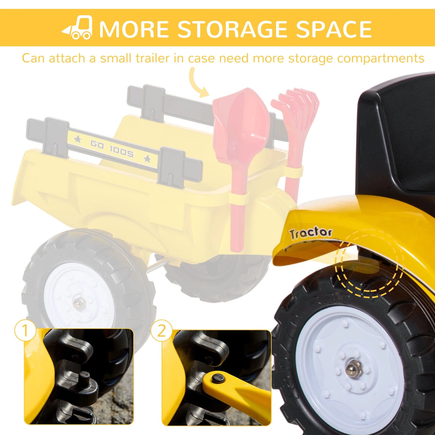 Kids Ride On Tractor, Pedal Construction Car, Manual Bucket, 3 Year Old, Yellow Toy Excavators at Gallery Canada