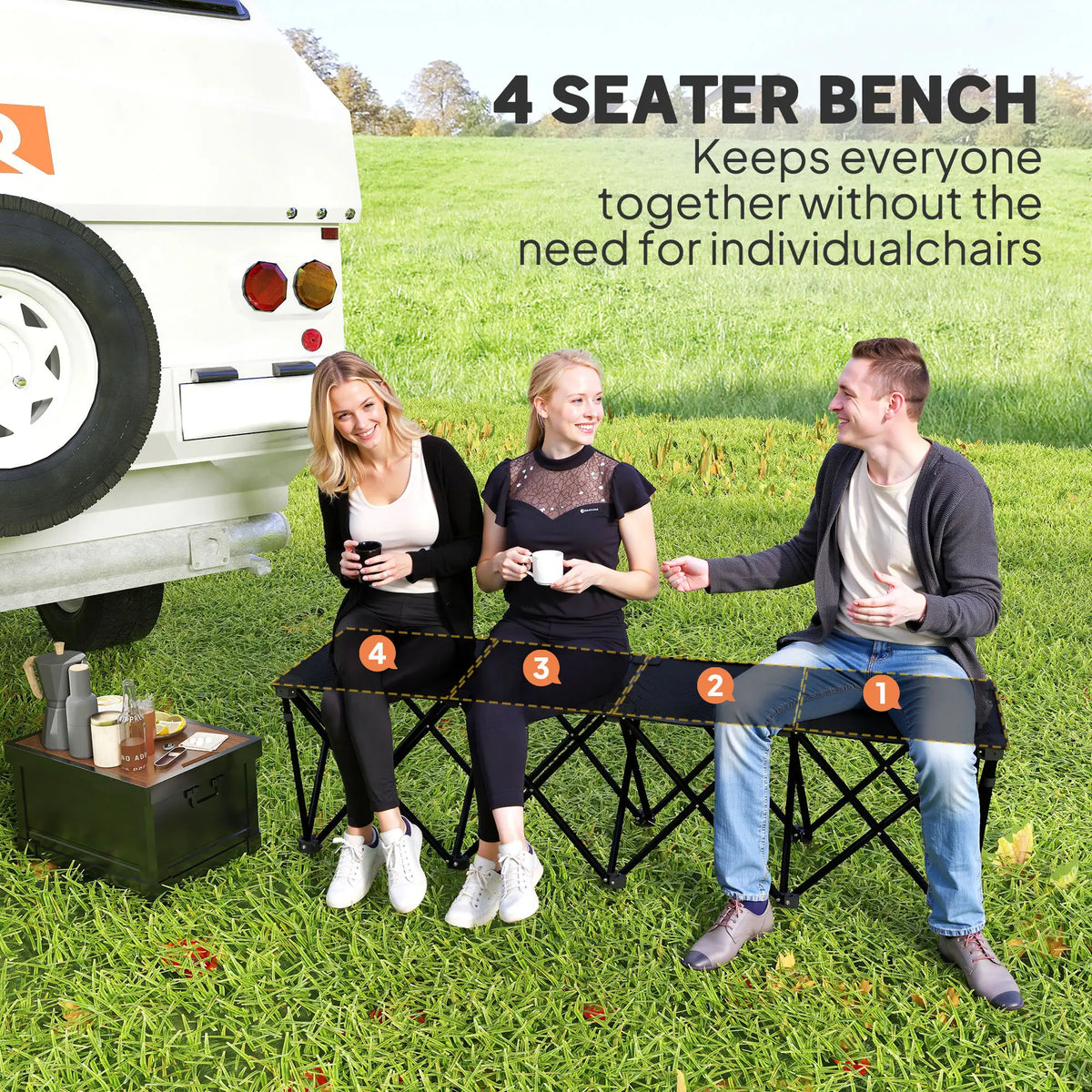 Portable 4-Seater Folding Camping Chair, Team Bench, Carry Bag Picnic Tables & Camping Chairs at Gallery Canada