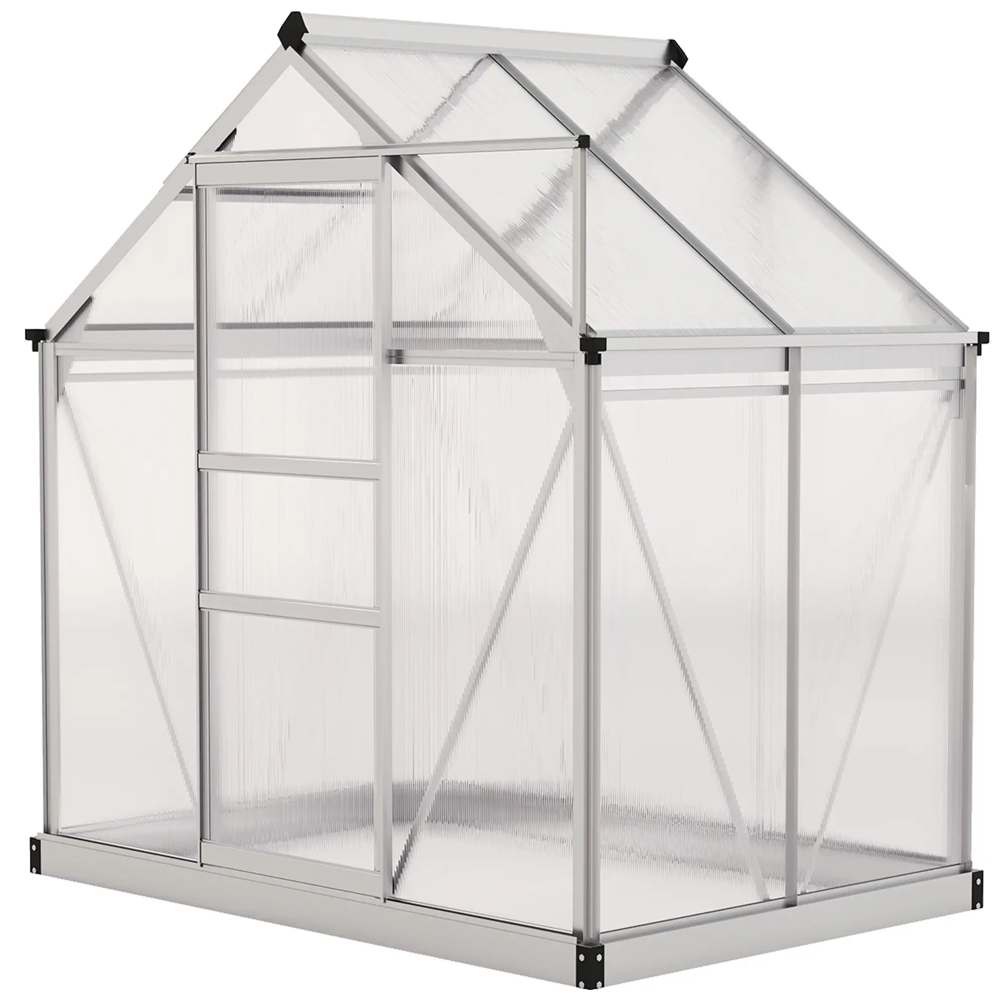 6' x 4' x 6.6' Polycarbonate Greenhouse, Walk-In Kit, Silver Walk In Greenhouses Silver, Clear at Gallery Canada