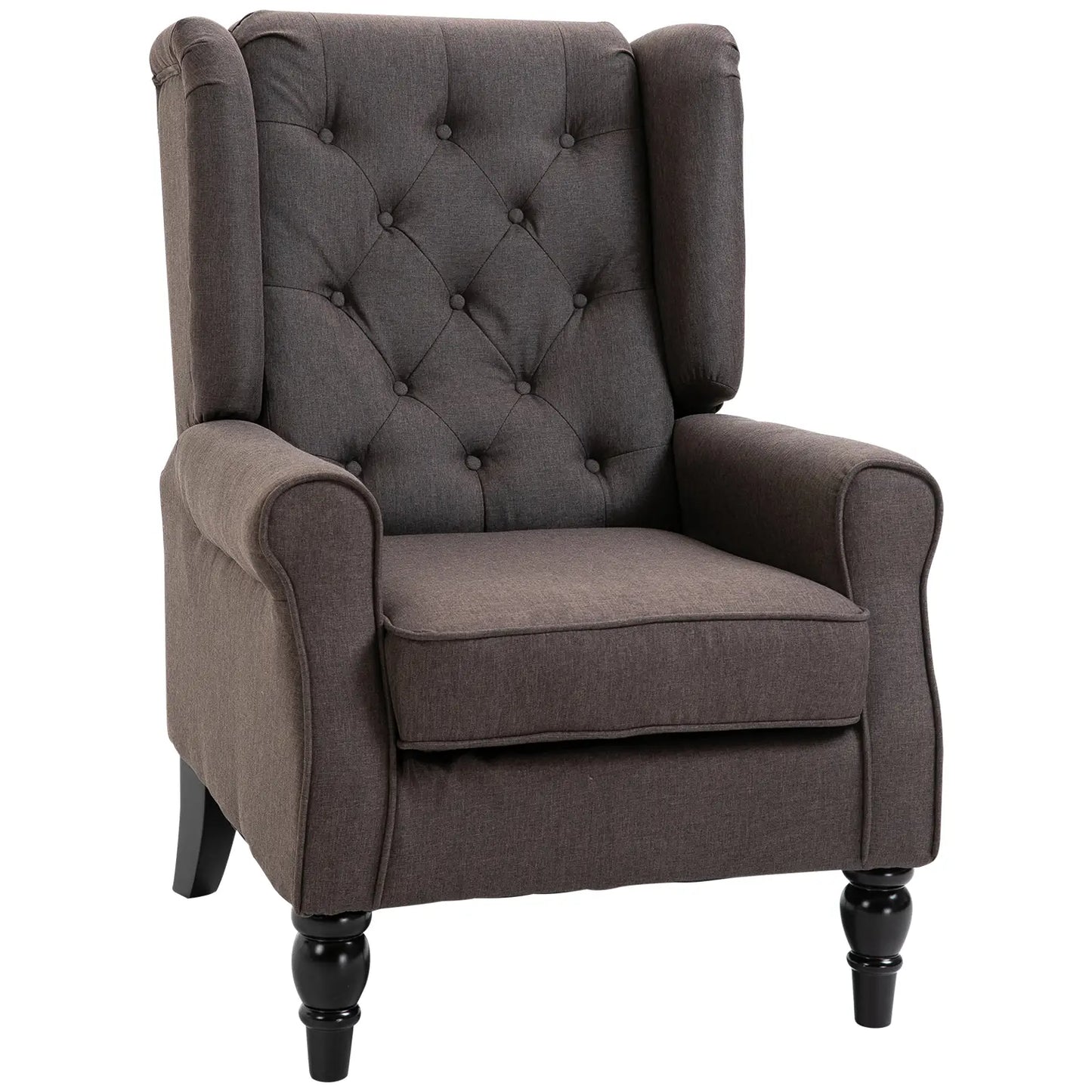 Fabric Accent Chair, Button Tufted Armchair, Wingback, Brown Single Sofas Brown at Gallery Canada