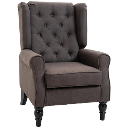 Fabric Accent Chair, Button Tufted Armchair, Wingback, Brown Single Sofas Brown at Gallery Canada