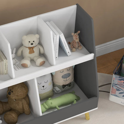 2 Tier Kids Toy Organizer, 5 Compartments, Anti-Tip, Nursery, Playroom, Grey Bookshelves & Bookcases at Gallery Canada