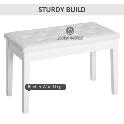 30" Piano Bench with Padded Cushion, Storage, Faux Leather, White Piano Benches at Gallery Canada