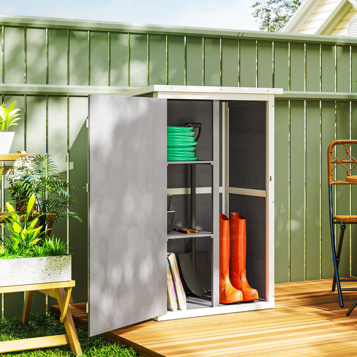 29.9x21.7x45.3 Inch Garden Storage Shed, Asphalt Roof, Shelves, Grey Sheds at Gallery Canada