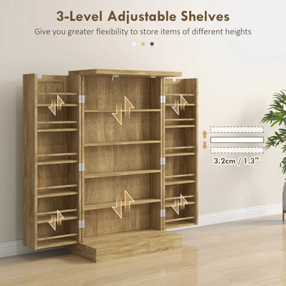 41" Rattan Kitchen Storage Cabinet, 5-Tier Shelf, 12 Spice Racks, Adjustable Shelves, Natural Kitchen Pantry Cabinets at Gallery Canada