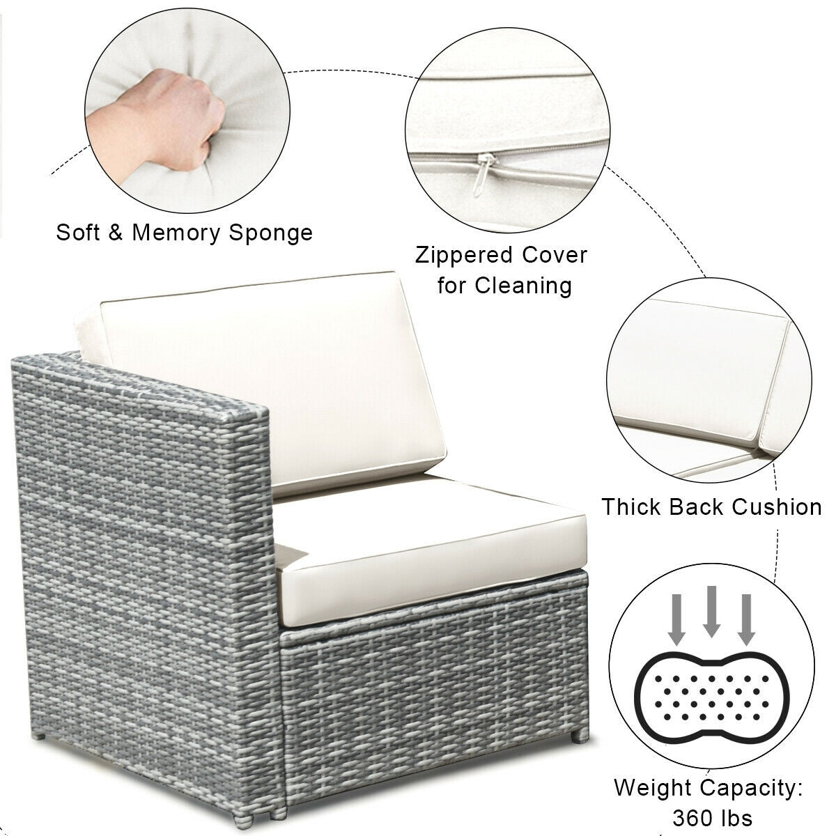 8 Piece Wicker Rattan Sofa Dining Set, With Storage Table, White Outdoor Sectionals at Gallery Canada