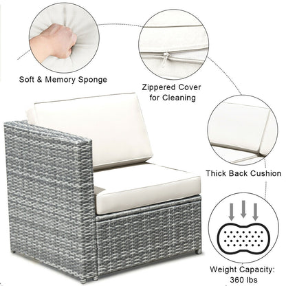 8 Piece Wicker Rattan Sofa Dining Set, With Storage Table, White Outdoor Sectionals at Gallery Canada