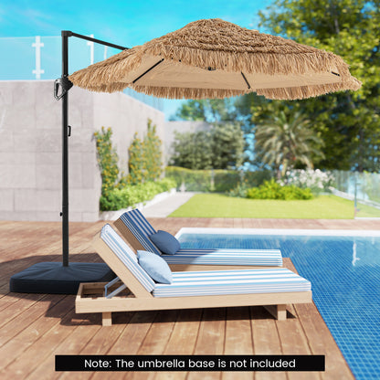 9.5 FT Cantilever Tiki Patio Umbrella, Natural Outdoor Umbrellas at Gallery Canada