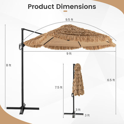 9.5 FT Cantilever Tiki Patio Umbrella, Natural Outdoor Umbrellas at Gallery Canada