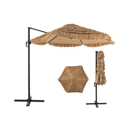 9.5 FT Cantilever Tiki Patio Umbrella, Natural Outdoor Umbrellas at Gallery Canada