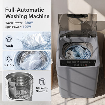 9.93 Lbs Full Automatic Washing Machine, 8 Programs, Gray Washing Machines at Gallery Canada