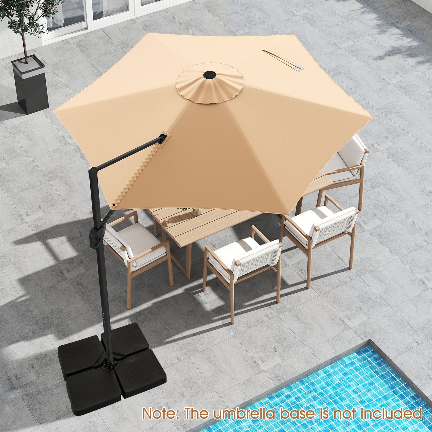 9 FT Cantilever Patio Umbrella, Vented Top, Sun-Protective Canopy, Beige Outdoor Umbrellas at Gallery Canada