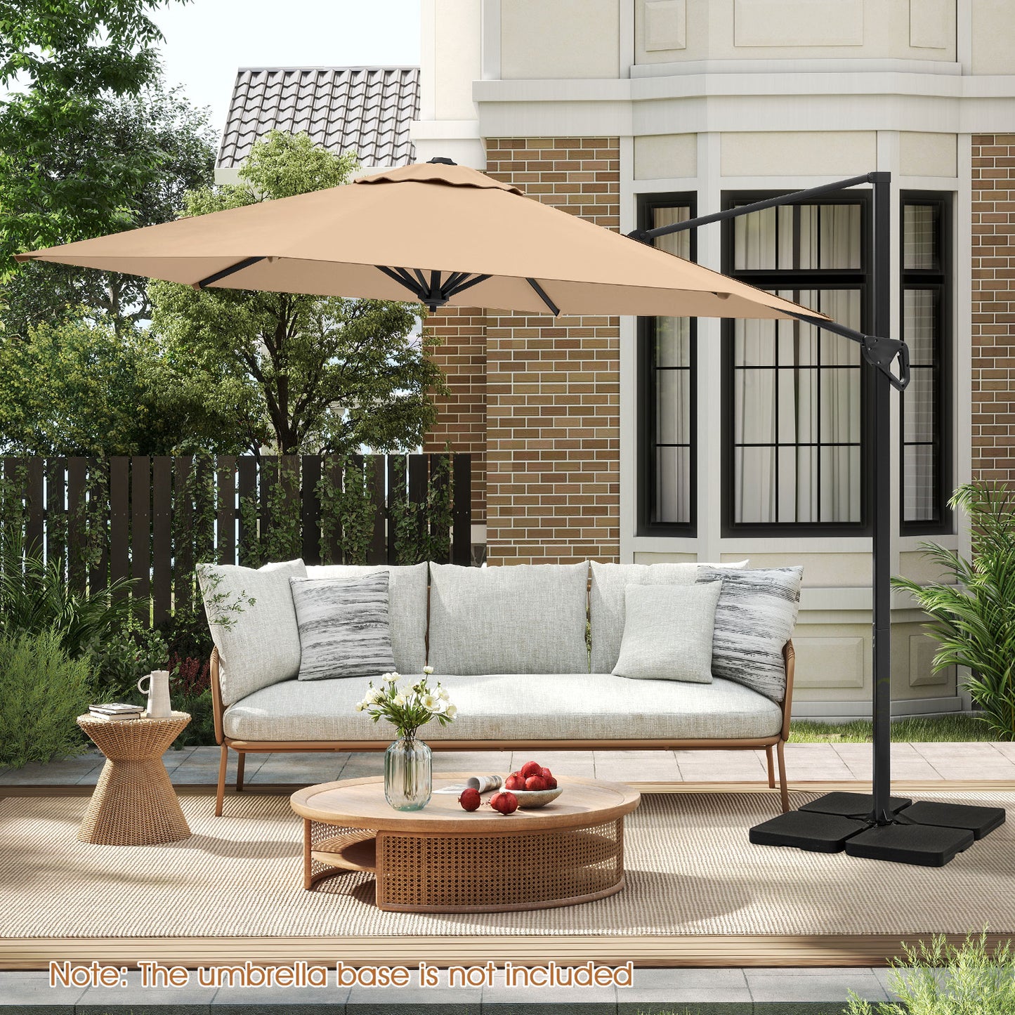 9 FT Cantilever Patio Umbrella, Vented Top, Sun-Protective Canopy, Beige Outdoor Umbrellas at Gallery Canada