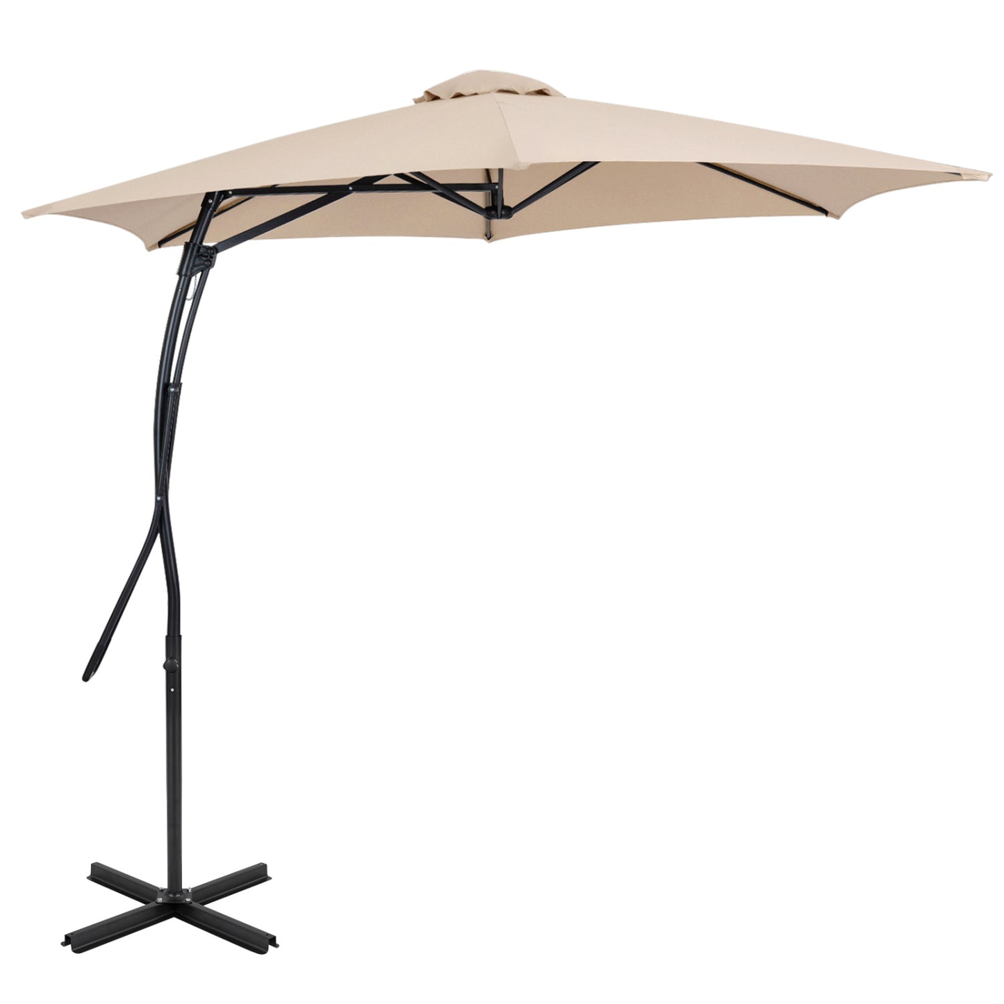9 FT Cantilever Umbrella With Cross Base, Beige