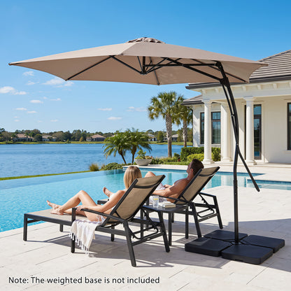 9 FT Cantilever Umbrella With Cross Base, Brown