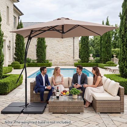 9 FT Cantilever Umbrella With Cross Base, Brown