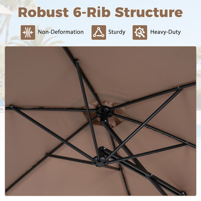 9 FT Cantilever Umbrella With Cross Base, Brown