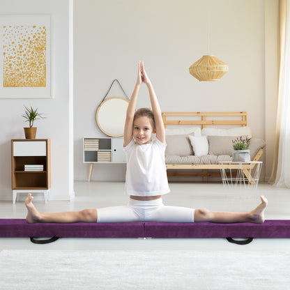 9 FT Folding Gymnastics Balance Beam, Anti-Slip Base, Pine Wood Frame, Purple Sports at Gallery Canada