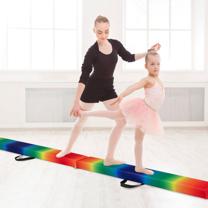 9 FT Folding Balance Beam, Anti-Slip Base, Pine Wood Frame, Rainbow Multicolor Sports at Gallery Canada