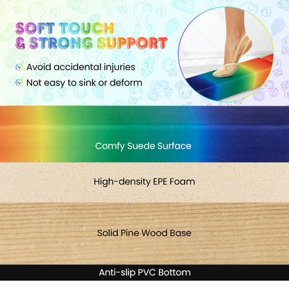 9 FT Folding Balance Beam, Anti-Slip Base, Pine Wood Frame, Rainbow Multicolor Sports at Gallery Canada