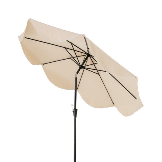 9 FT Patio Umbrella, Crank Handle, Push Button Tilt, Beige Outdoor Umbrellas Beige at Gallery Canada