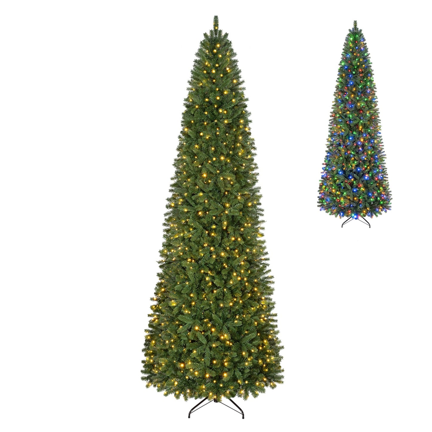 9 FT Pencil Alpine Tree, 1345 Tips, 550 LED Lights