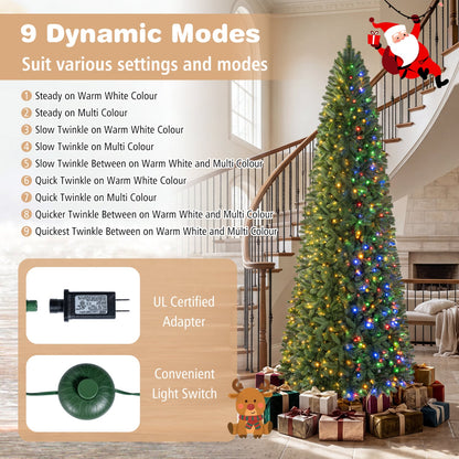9 FT Pencil Alpine Tree, 1345 Tips, 550 LED Lights