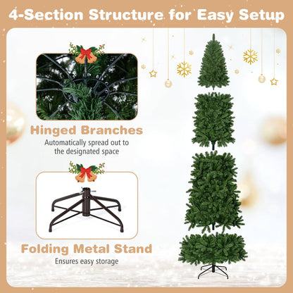 9 FT Pencil Alpine Tree, 1345 Tips, 550 LED Lights