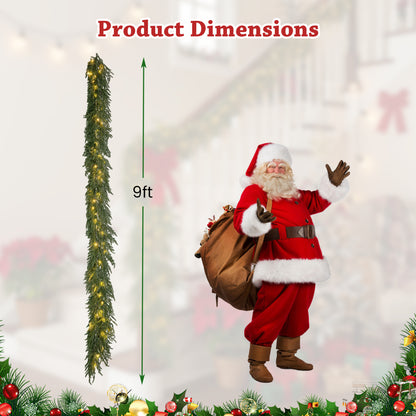 9 FT Pre-lit Artificial Cypress Christmas Garland with 50 Warm White LED Lights and 130 Branch Tips Christmas Decor & Accessories at Gallery Canada