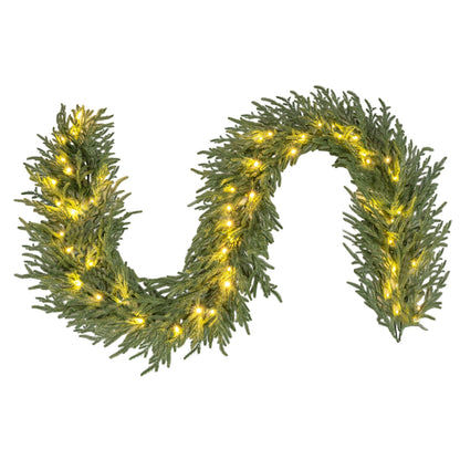 9 FT Pre-lit Artificial Cypress Christmas Garland with 50 Warm White LED Lights and 130 Branch Tips Christmas Decor & Accessories Options at Gallery Canada