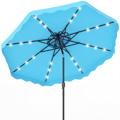 9 FT Solar LED Patio Umbrella, Push-Button Tilt Crank, Turquoise Outdoor Umbrellas at Gallery Canada