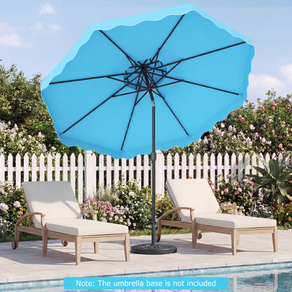 9 FT Solar LED Patio Umbrella, Push-Button Tilt Crank, Turquoise Outdoor Umbrellas at Gallery Canada