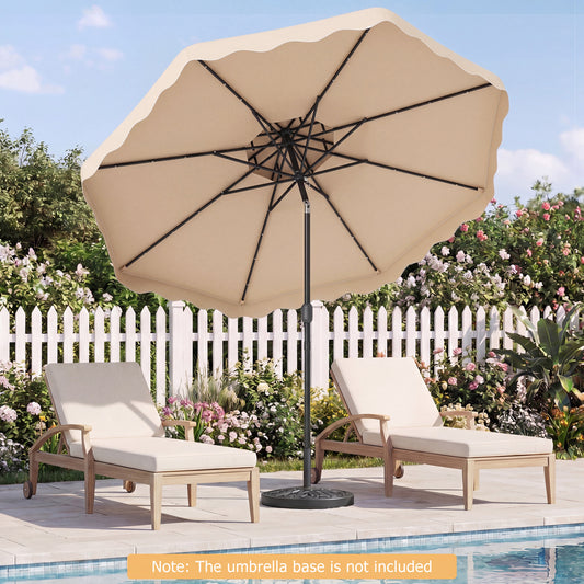 9 FT Solar LED Patio Umbrella, Push-Button Tilt Crank, Beige Outdoor Umbrellas Beige at Gallery Canada