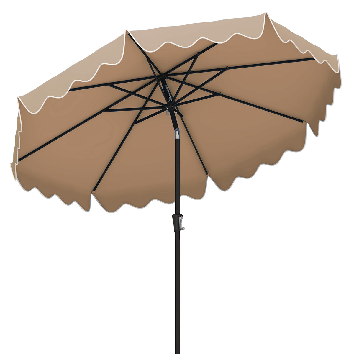 9 Feet Patio Umbrella, Crank Handle, Push Button Tilt, Brown Outdoor Umbrellas Brown at Gallery Canada