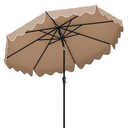 9 Feet Patio Umbrella, Crank Handle, Push Button Tilt, Brown Outdoor Umbrellas Brown at Gallery Canada