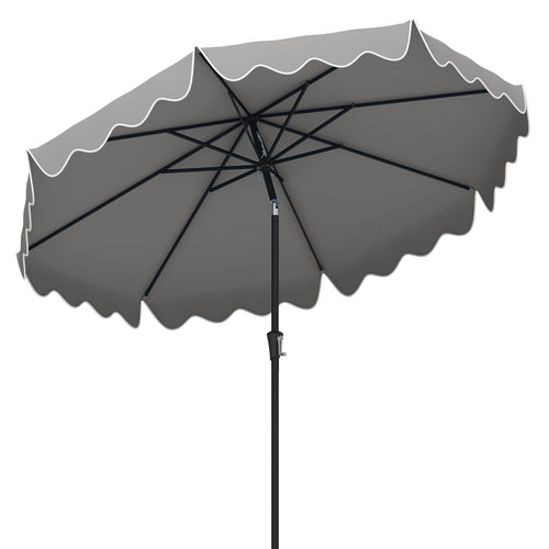 9 Feet Patio Umbrella, Crank Handle, Push Button Tilt, Gray