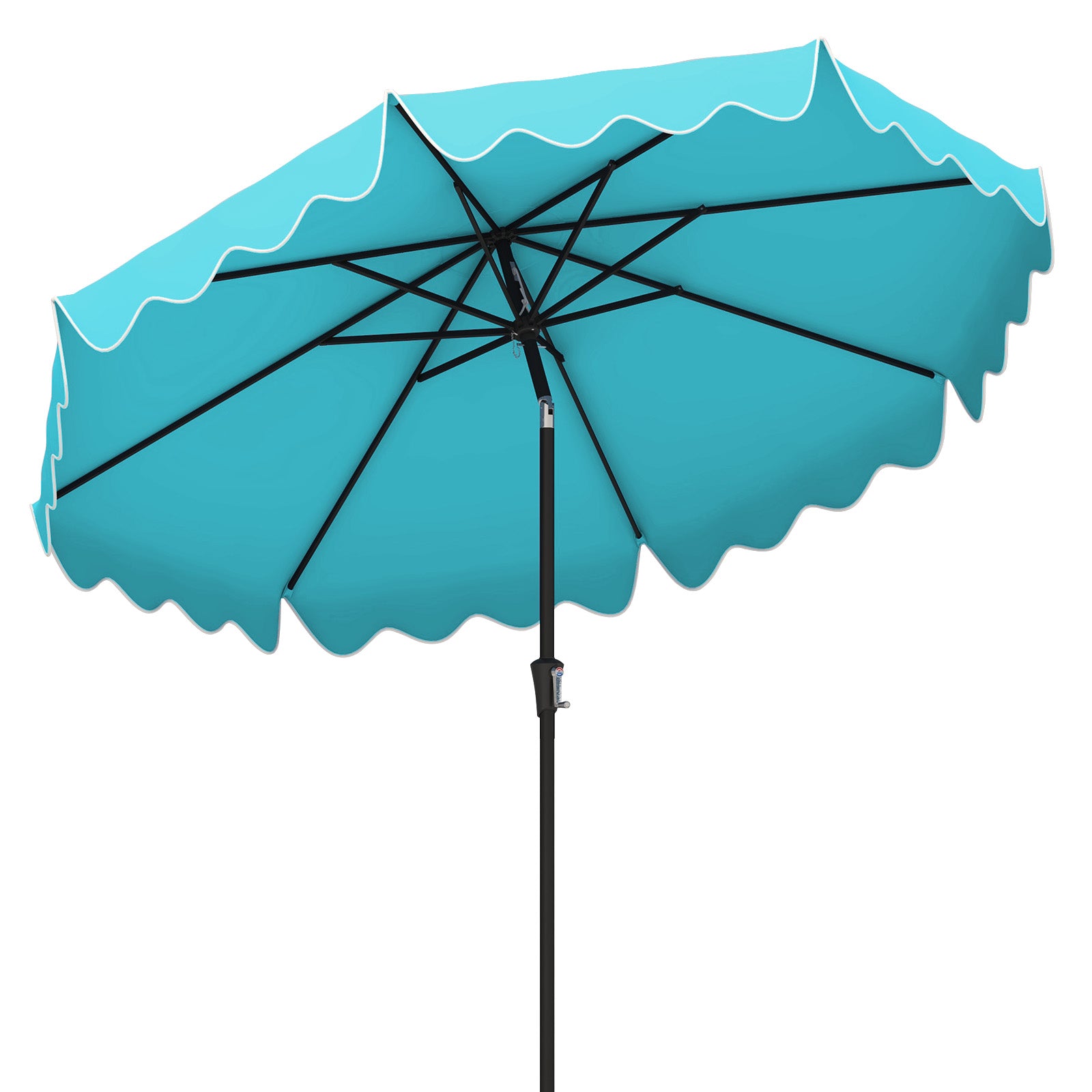 9 Feet Patio Umbrella, Crank Handle, Push Button Tilt, Turquoise Outdoor Umbrellas Turquoise at Gallery Canada