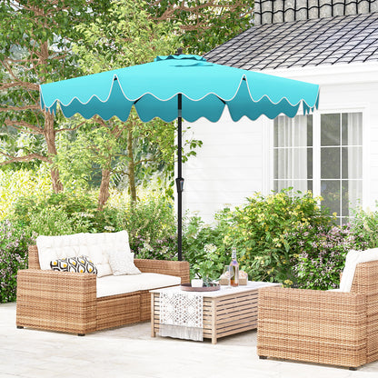 9 Feet Patio Umbrella, Crank Handle, Push Button Tilt, Turquoise Outdoor Umbrellas at Gallery Canada