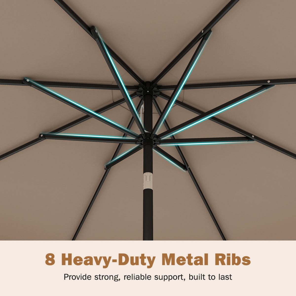 9 Feet Patio Umbrella, Weighted Base With Sandbags, Brown Outdoor Umbrellas at Gallery Canada