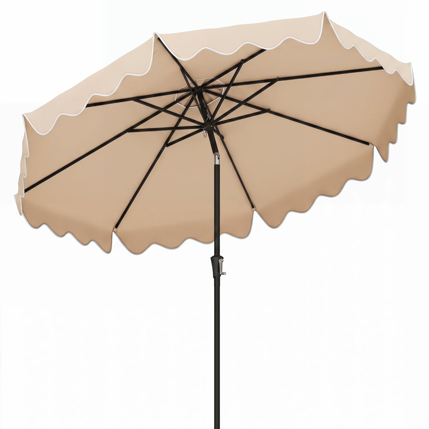 9 Feet Patio Umbrella, Crank Handle, Push Button Tilt, Beige Outdoor Umbrellas at Gallery Canada