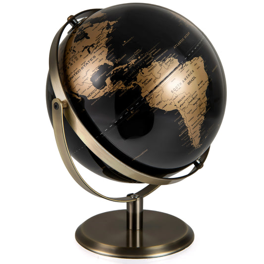 9-Inch Metallic World Globe, Golden Metal Stand, Black Learning Toys Golden at Gallery Canada